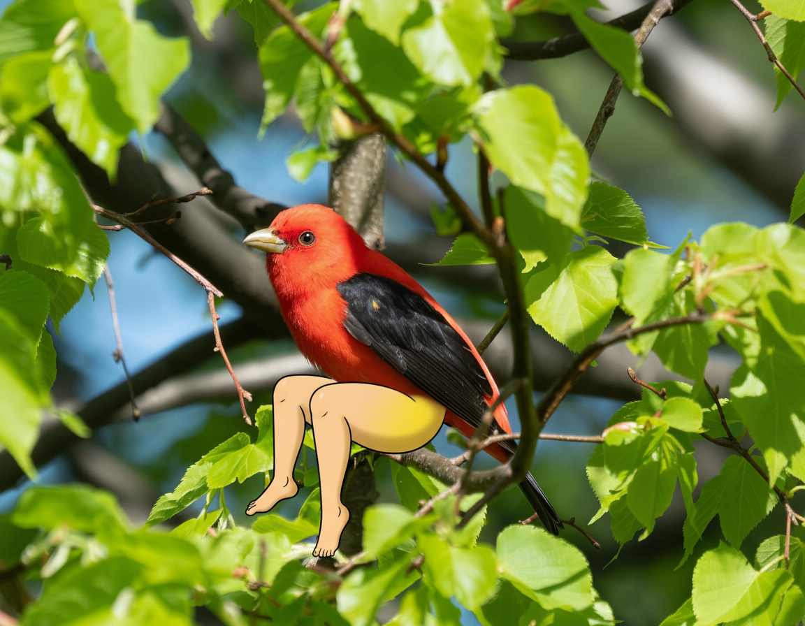 Scarlet Tanager (with legs and butt)